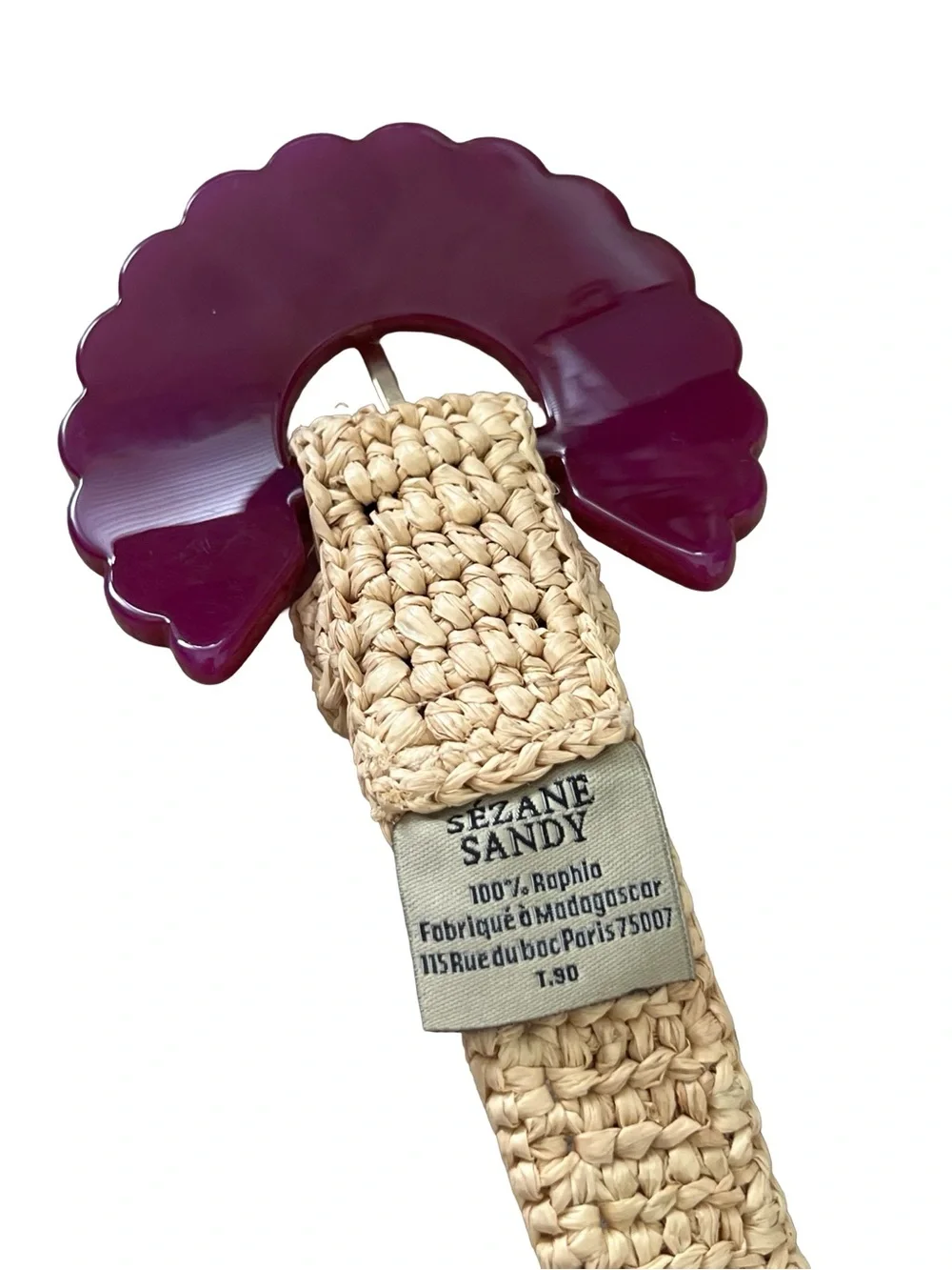 Sezane Tan Beige Sandy Belt Buckle Raffia Size 90